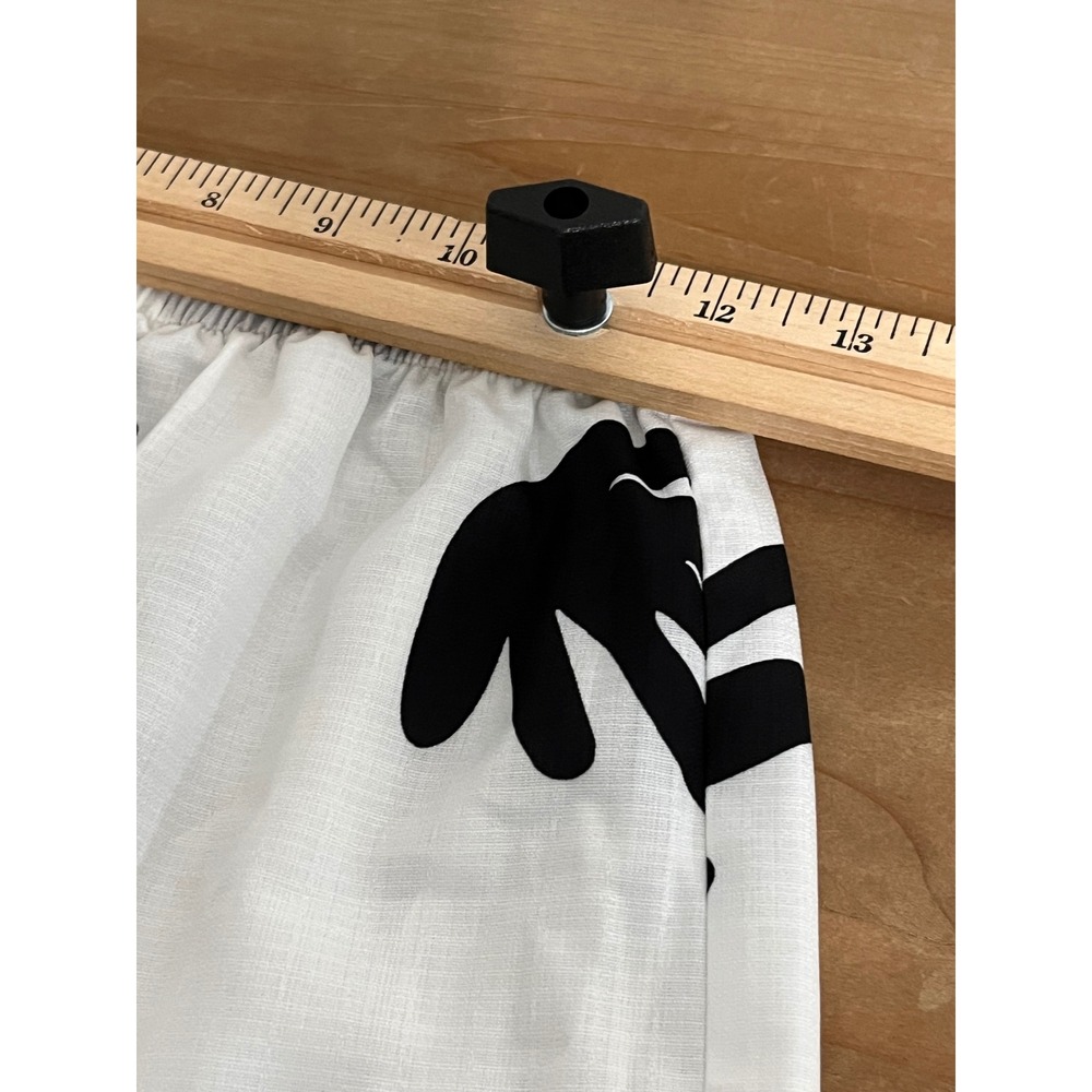 COMMense White Black Abstract Print Button Down Shirt & Shorts Set XS - Picture 5 of 12